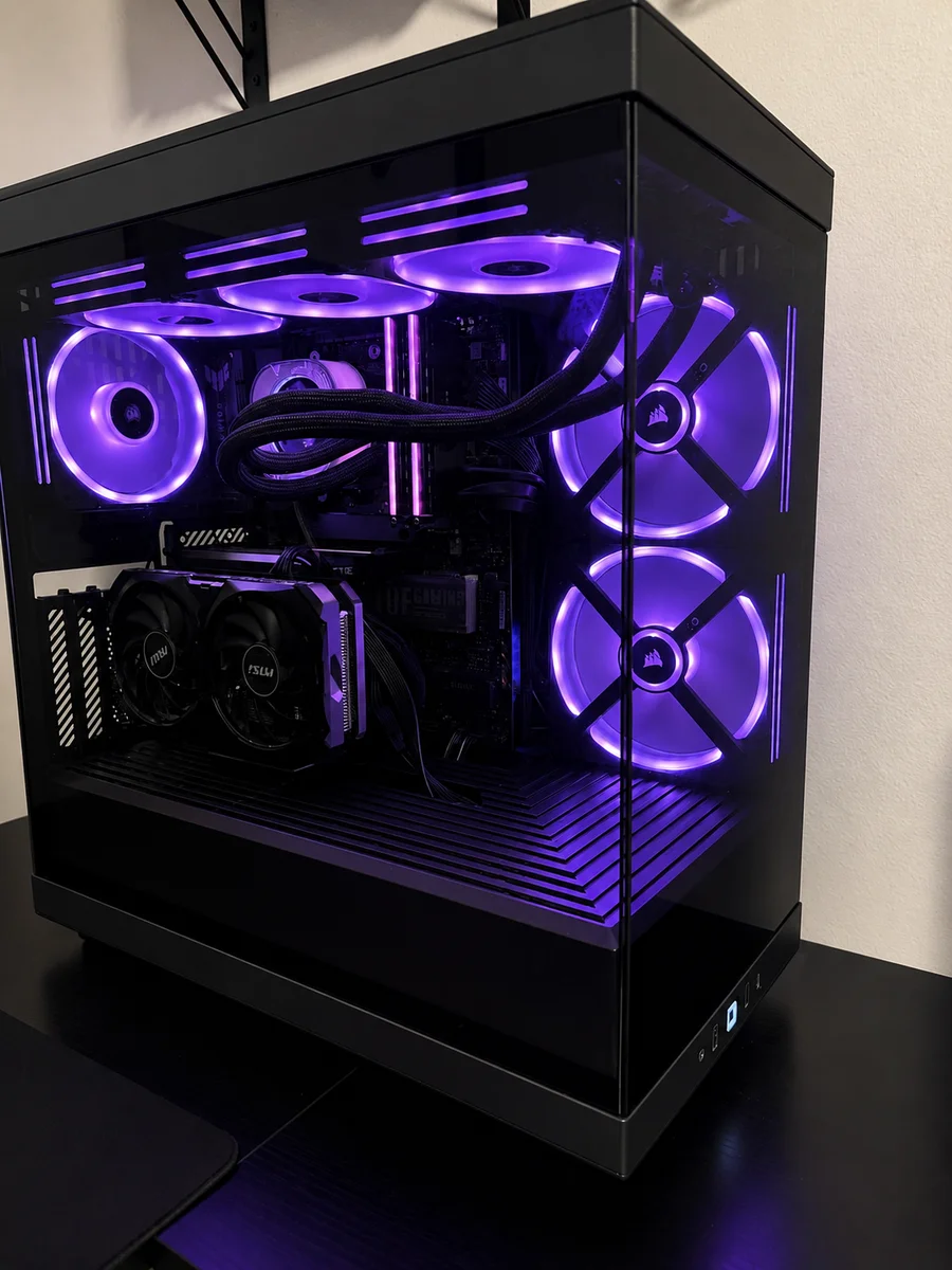 Black tower build with violet RGB theme, nicknamed Amethyst