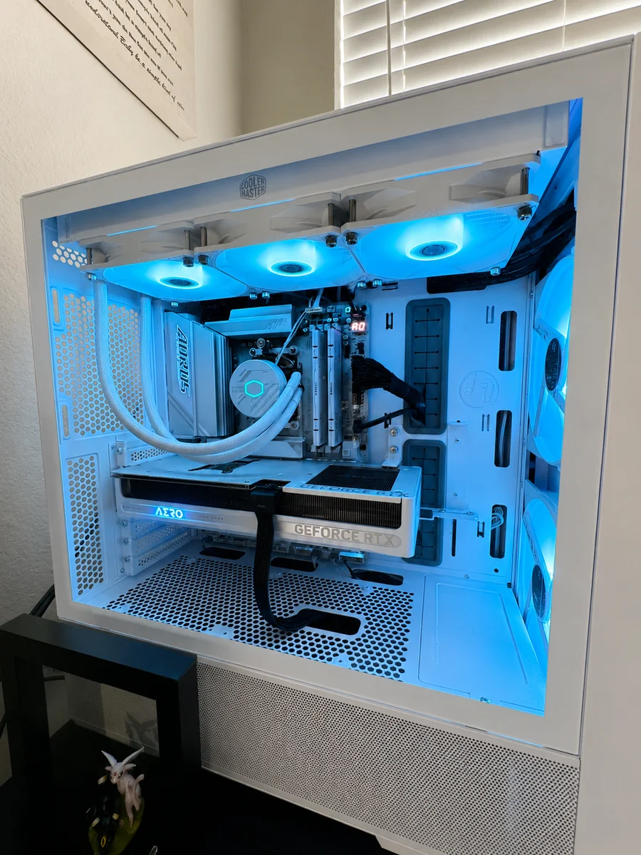 White tower build with ice-blue lighting theme, nicknamed Glacier